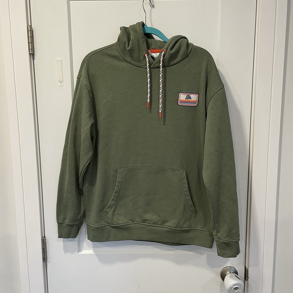 ALDI Gear Hoodie Mens M Green Fleece Pullover Kangaroo Pocket Logo Sweatshirt